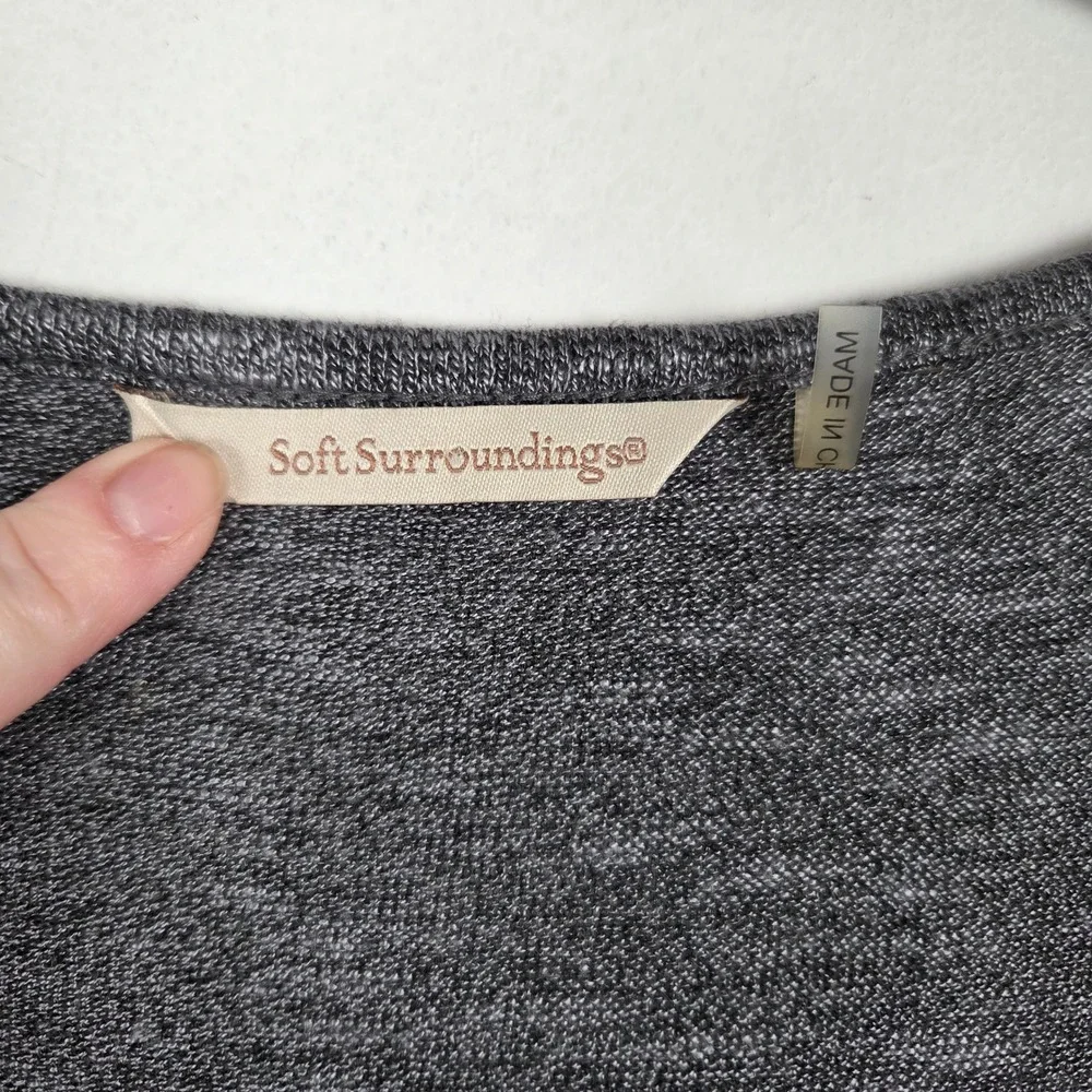 Soft Surroundings Gray Twist Front Long Sleeve Casual‎ Cardigan Sweater Duster